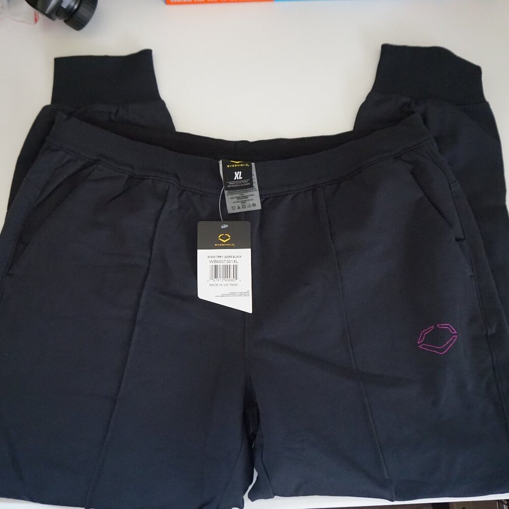 NWT EvoShield Women's Pop Color Terry Fleece Joggers, XL - Black